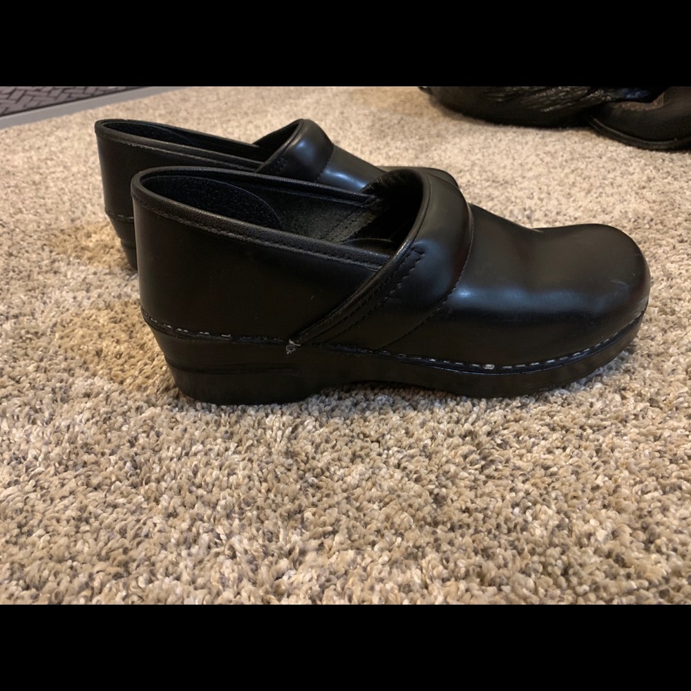 Dansko black leather clog